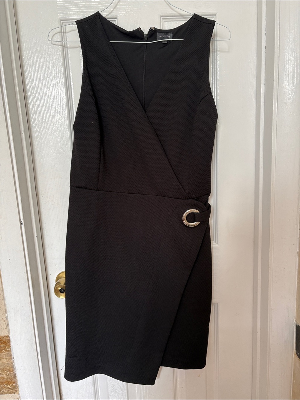 The Limited Black Midi Wrap Sheath Dress with Silver Buckle